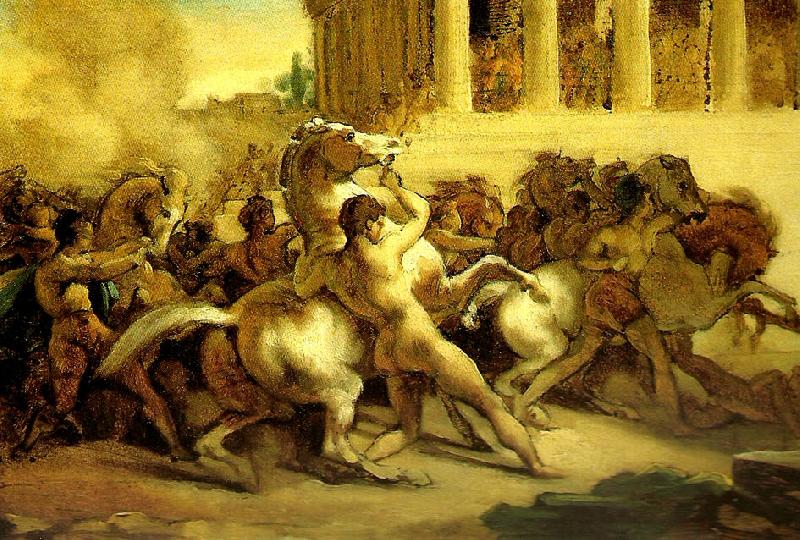 Theodore   Gericault la course de chevaux libres